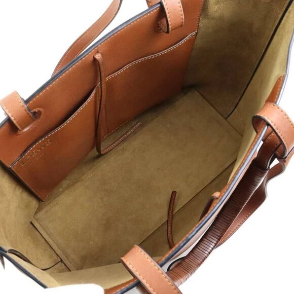 Auth LOEWE Anagram Handbag Shoulder Bag Brown Leather - Picture 13 of 14